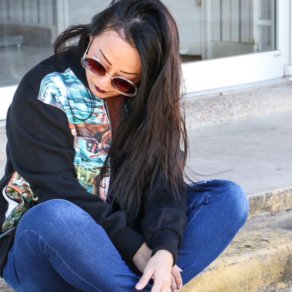 Renaissance Print Fleece Bomber Jacket - Picture 5 of 11